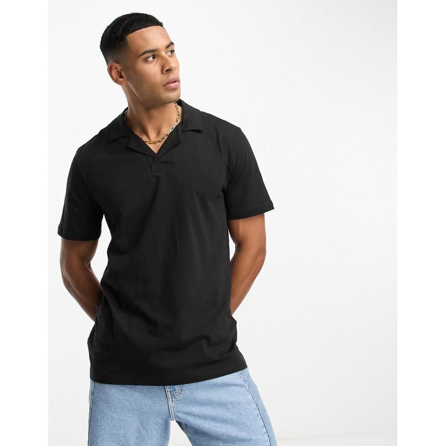 Only & Sons - Polo met reverskraag in zwart Zwart
