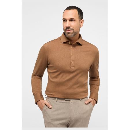 ETERNA 1863 Poloshirt lange mouw beige-bruin, Effen
