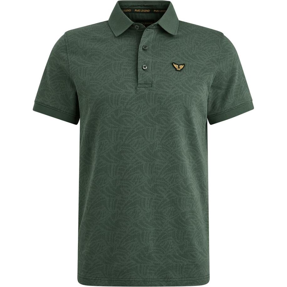 PME Legend Poloshirt Jacquard Jersey Olijfgroen Groen