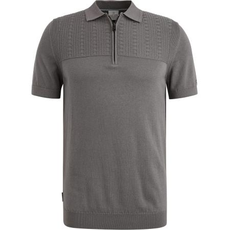 Cast Iron Half-Zip Polo Structure Antraciet