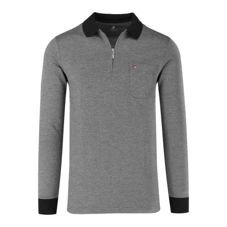 Jupiter Poloshirt lange mouw antraciet, Effen