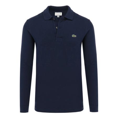 Lacoste Poloshirt lange mouw Marine, Effen