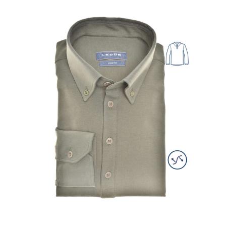 Ledȗb Poloshirt lange mouw groen, Effen