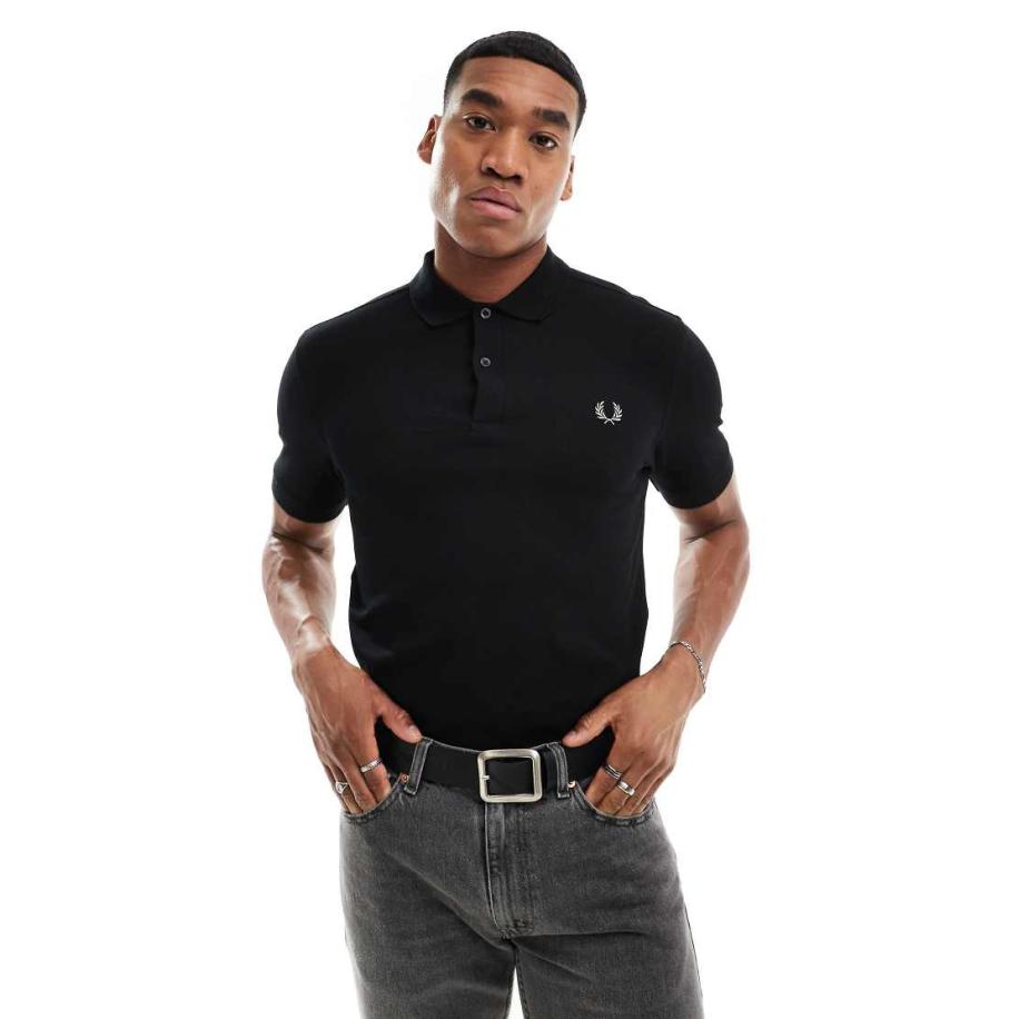Fred Perry - Effen poloshirt in zwart Zwart