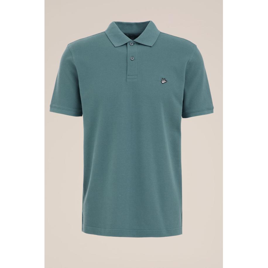 Fundamentals heren polo met structuur - Slim Fit - Turkoois - Katoen - Maat: S Blauw