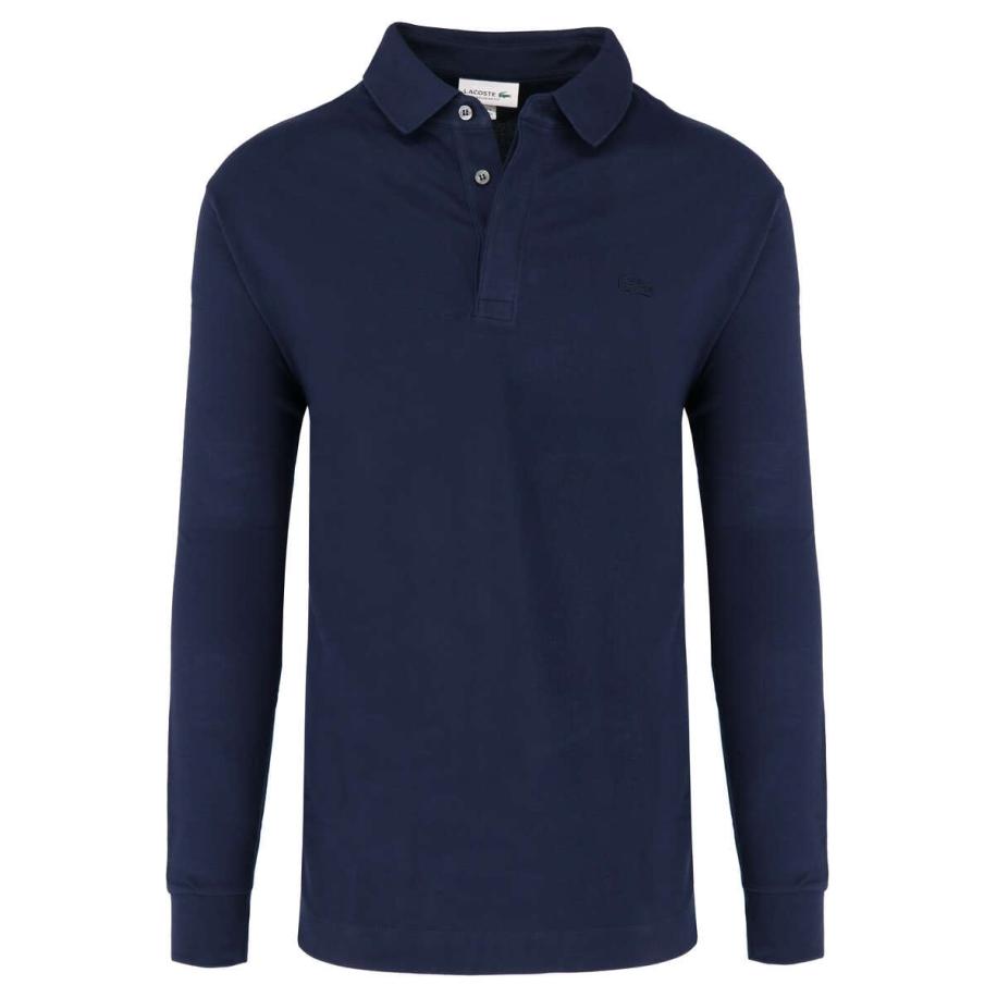 Lacoste Paris Poloshirt lange mouw marine, Effen Blauw