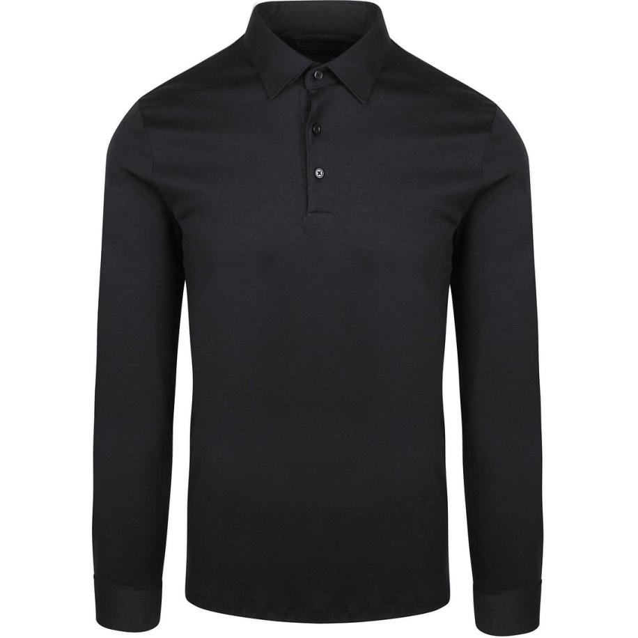 Desoto Longsleeve Poloshirt Essential Black Zwart