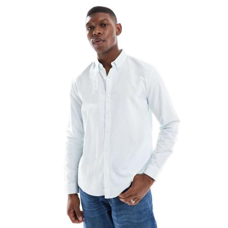 New Look - Gestreept overhemd met lange mouwen in lichtblauw