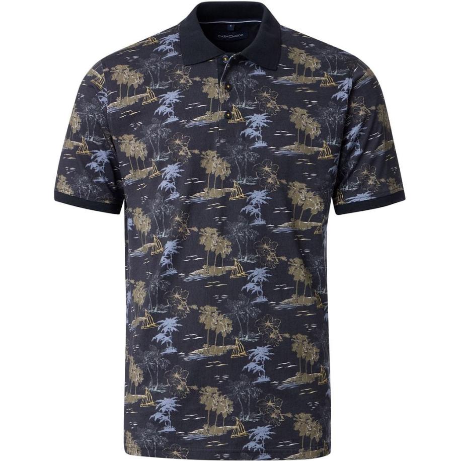 Casa Moda Poloshirt Print Navy Blauw