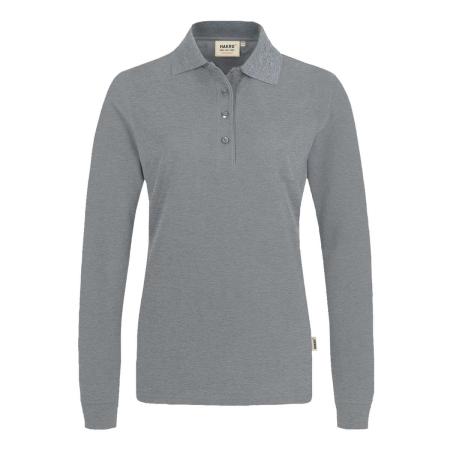 HAKRO 215 Dames poloshirt met lange mouwen grijs, Melange