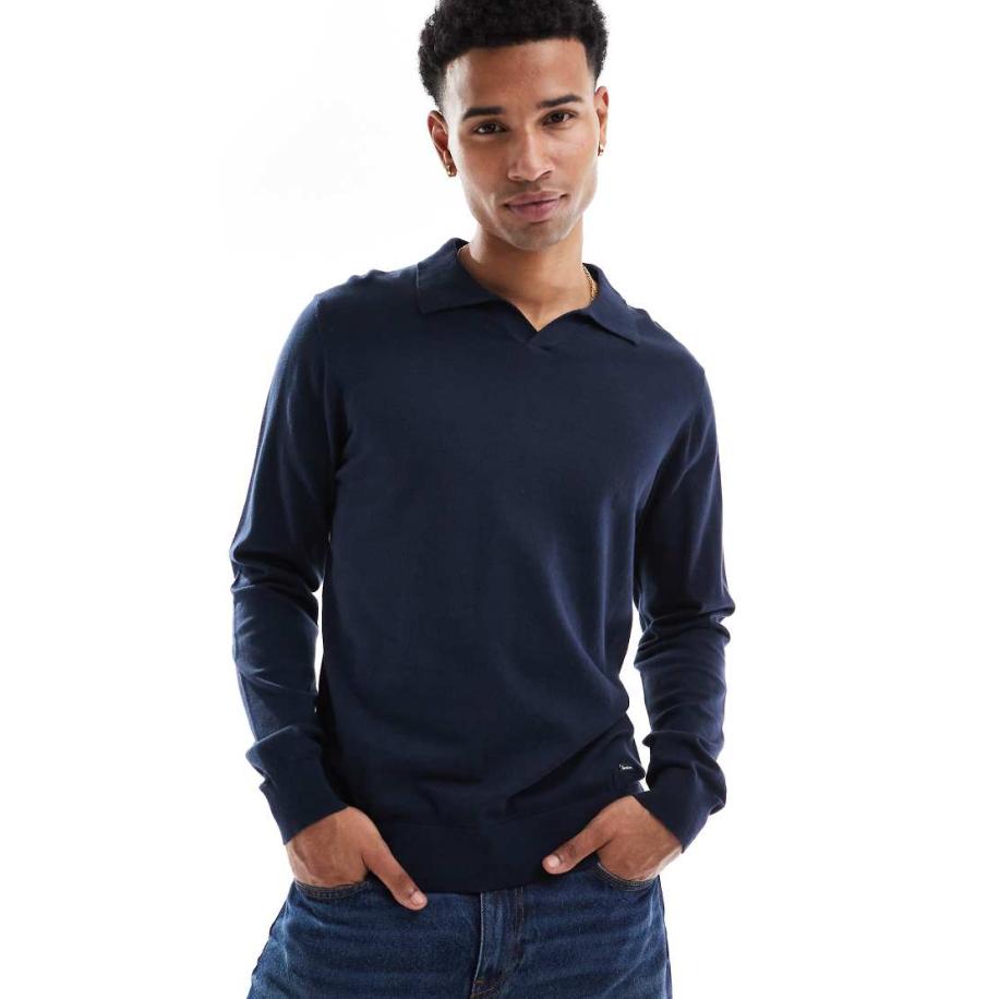 Threadbare - Gebreide top met lange mouwen in marineblauw Blauw
