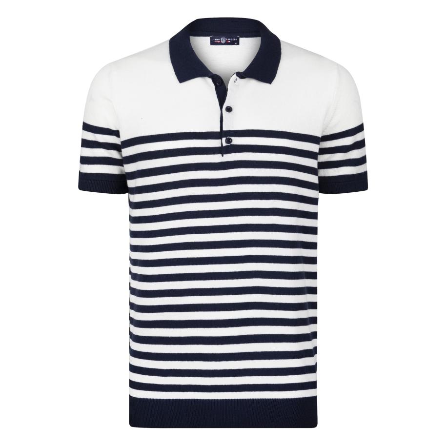 Jimmy Sanders Jimmy Sanders Shirt marine / wit -