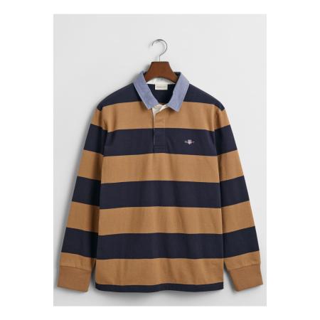 GANT Poloshirt lange mouw bruin, Gestreept