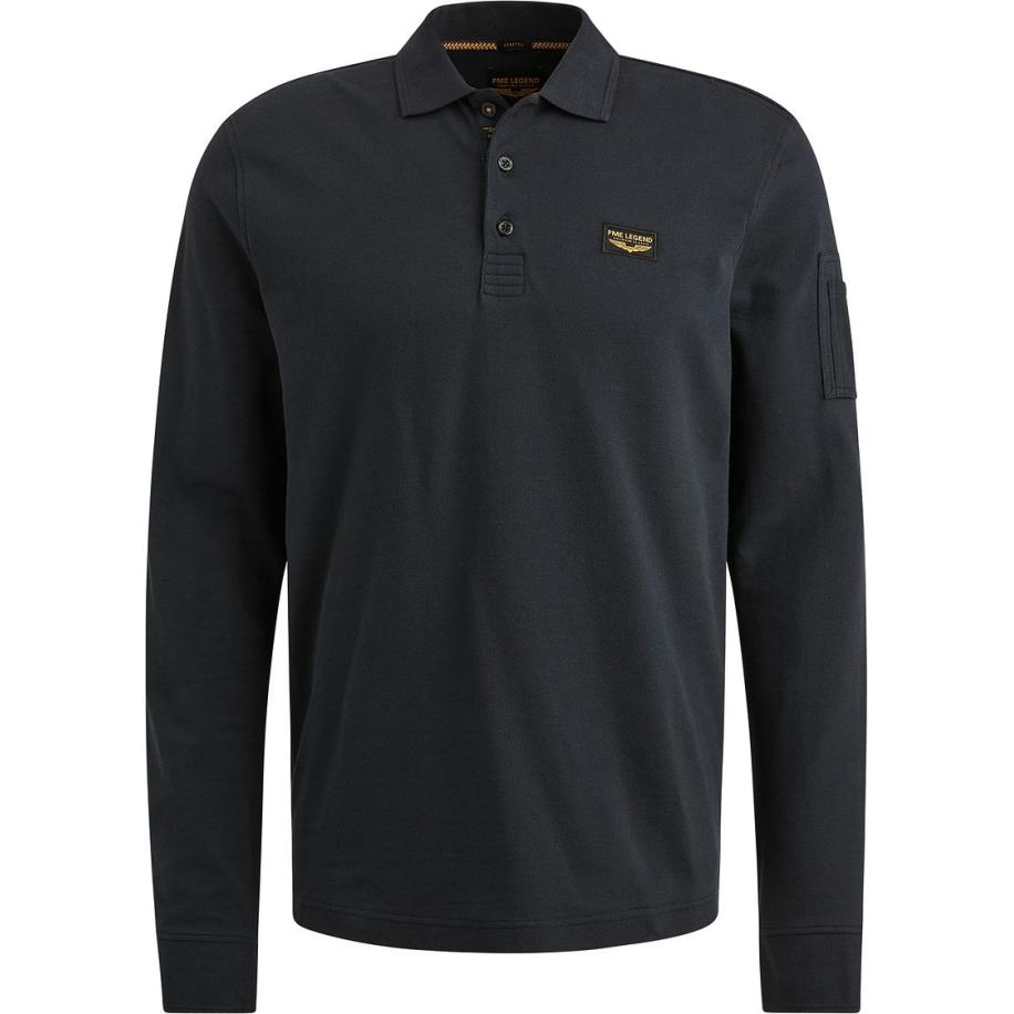 PME Legend American Classic Longsleeve Poloshirt Navy Blauw