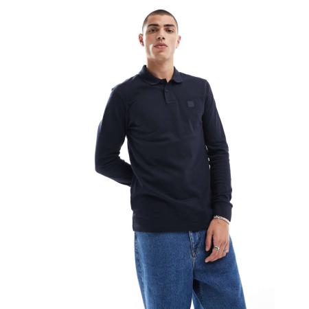 BOSS - Passerby - Polo met lange mouwen in marineblauw