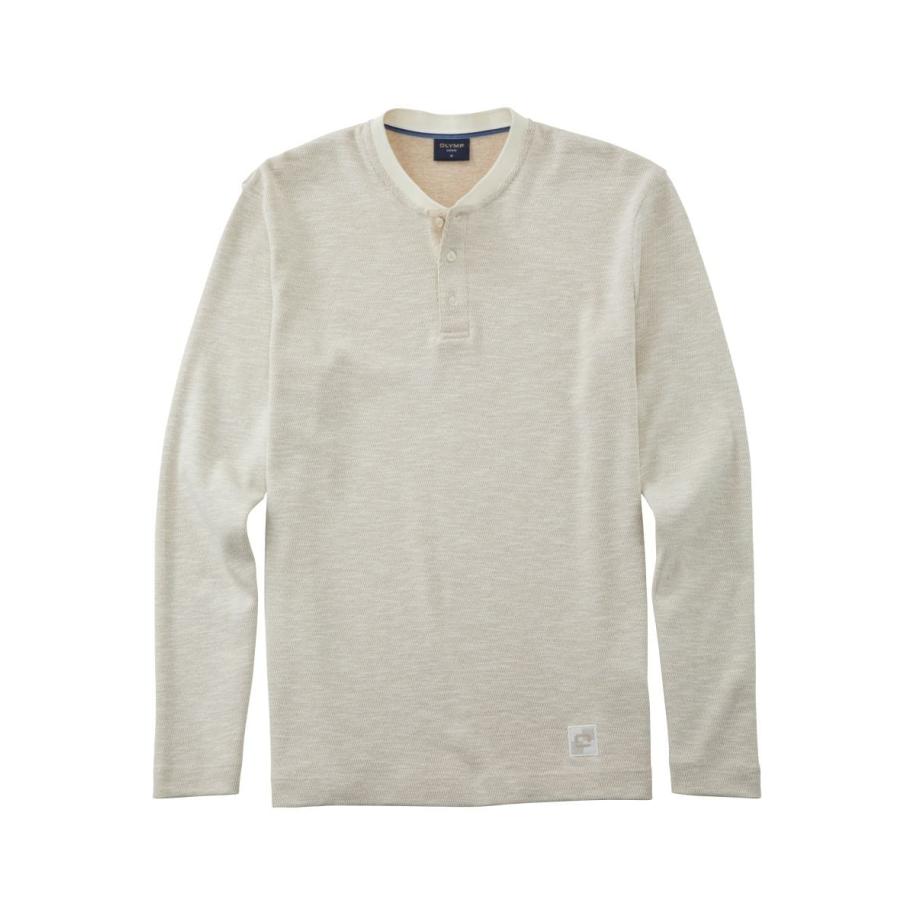 OLYMP Casual Poloshirt lange mouw ecru, Melange Wit