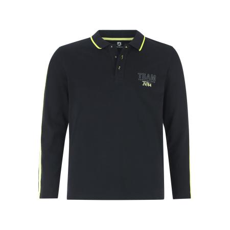 Jan Vanderstorm Poloshirt lange mouw zwart, Effen
