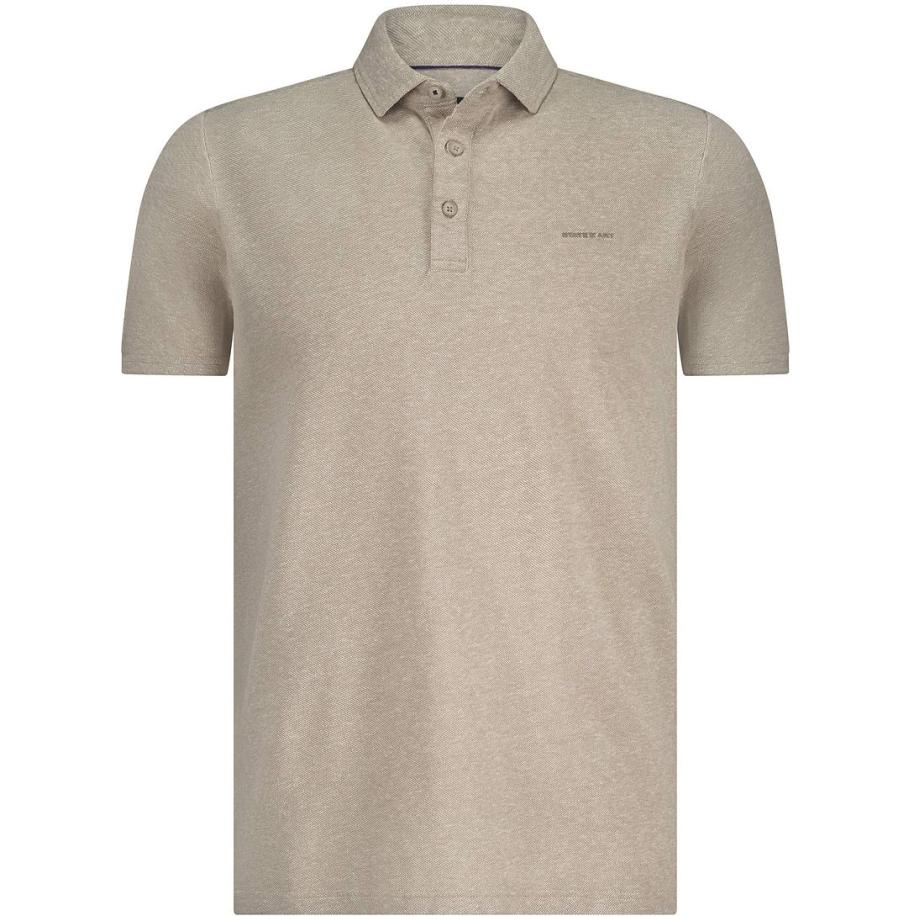 State of Art Poloshirt Piqué Melange Beige Bruin