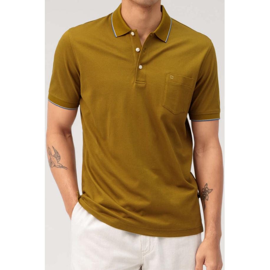 OLYMP Casual Polo shirt Korte mouw bruin Bruin