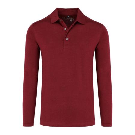 Marvelis Casual Poloshirt lange mouw bordeaux, Effen