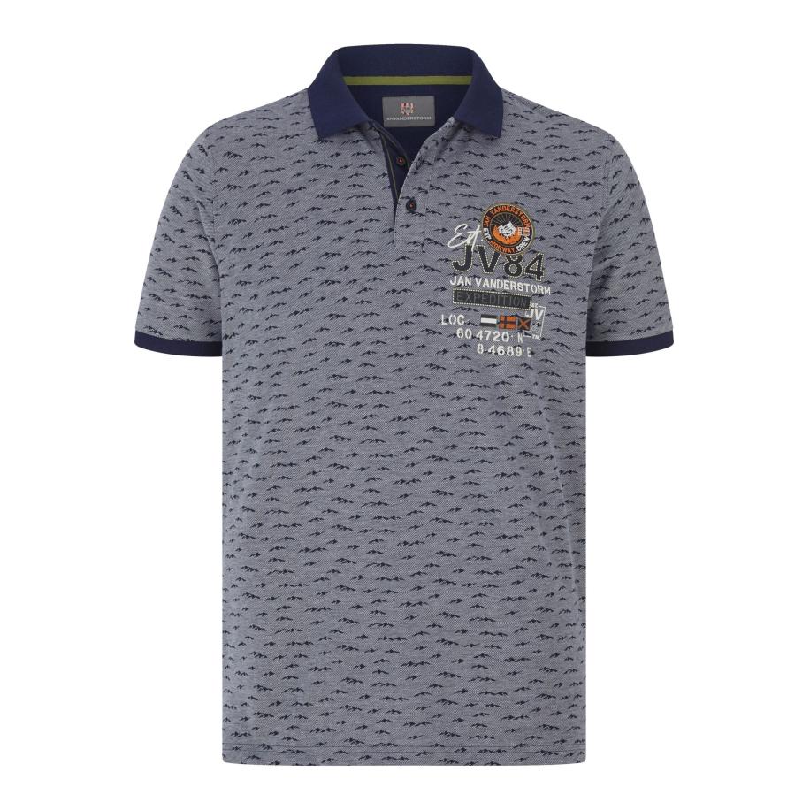 Jan Vanderstorm Polo shirt Korte mouw donkerblauw Blauw