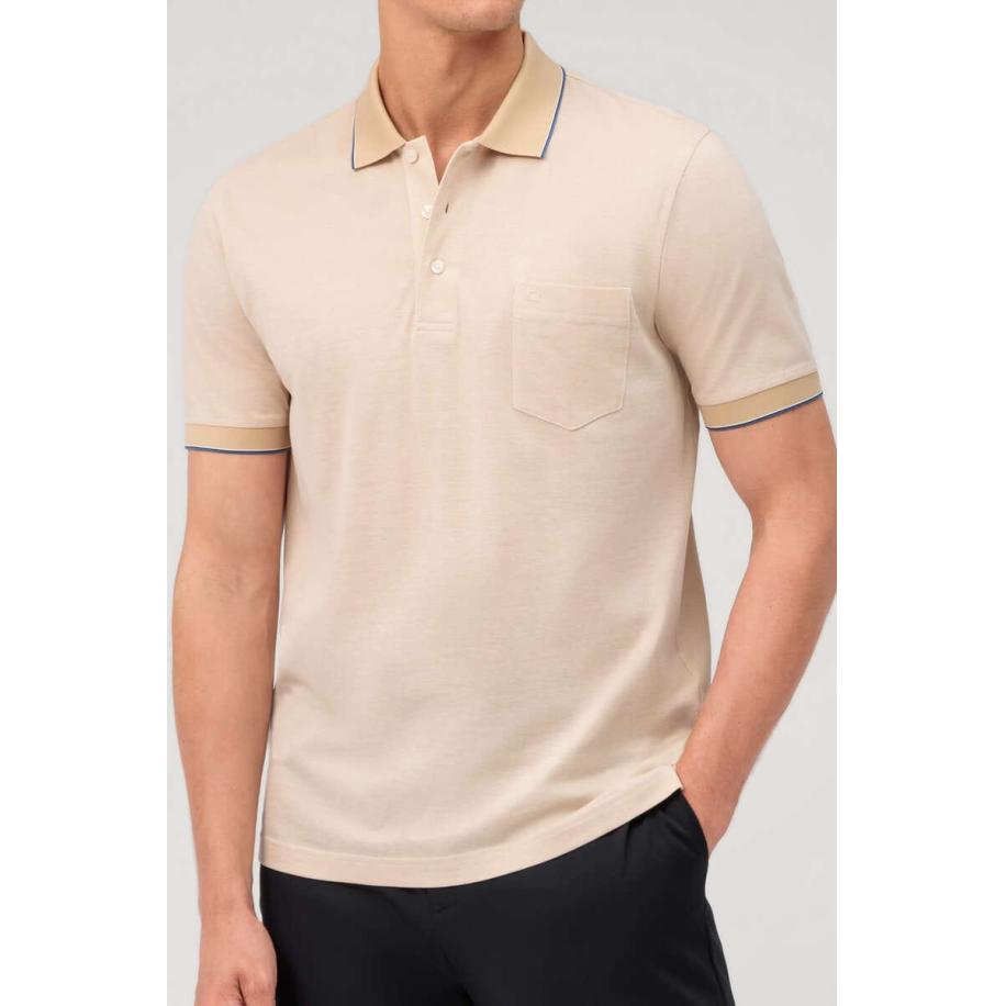 OLYMP Casual Polo shirt Korte mouw natuurlijk Bruin