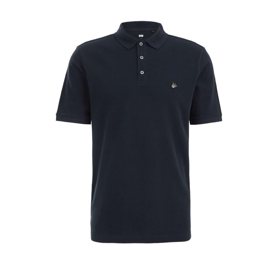 Fundamentals heren polo met structuur - Slim Fit - Donkerblauw - Katoen - Maat: XXXL Blauw