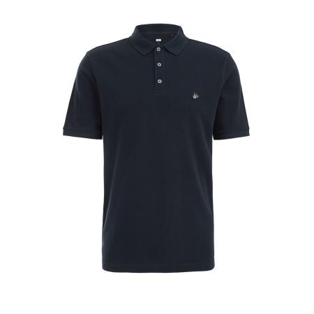 Fundamentals heren polo met structuur - Slim Fit - Donkerblauw - Katoen - Maat: XXXL