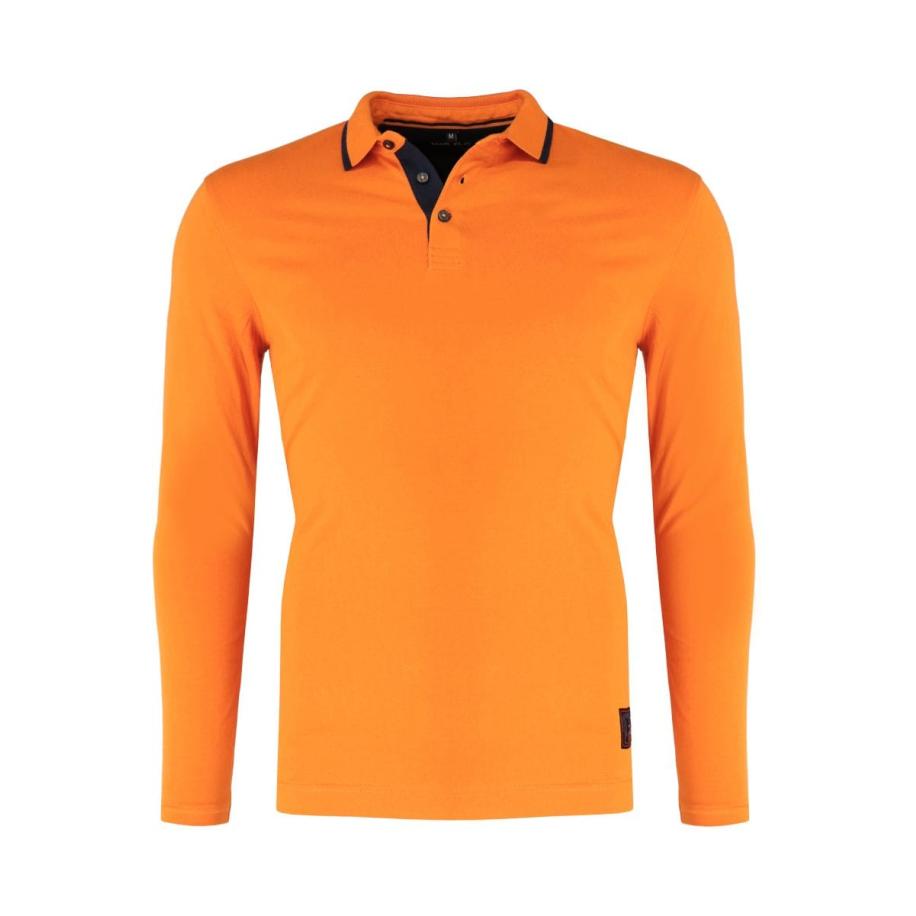 Marvelis Casual Poloshirt lange mouw roest, Effen Bruin