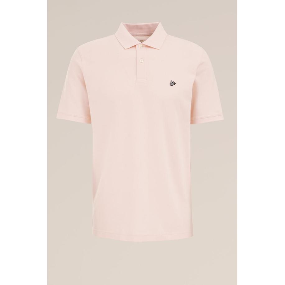 Fundamentals heren polo met structuur - Slim Fit - Zalmroze - Katoen - Maat: L Roze