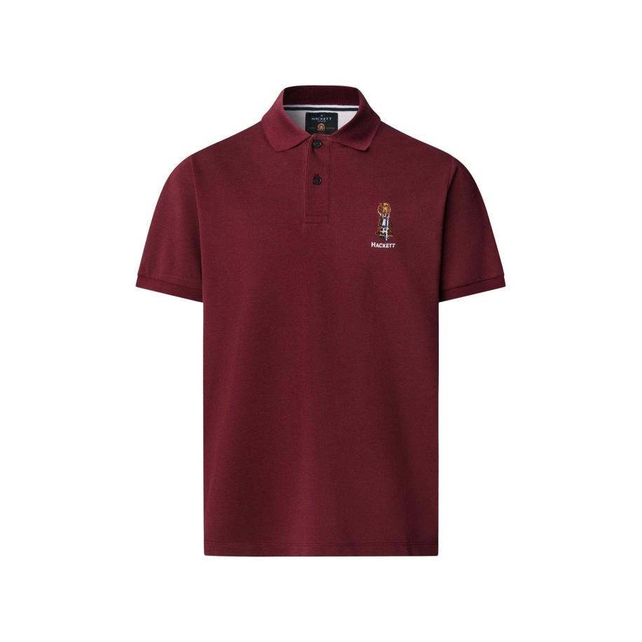 Hackett London Shirt Heritage Harry brokaat / wijnrood / wit Rood