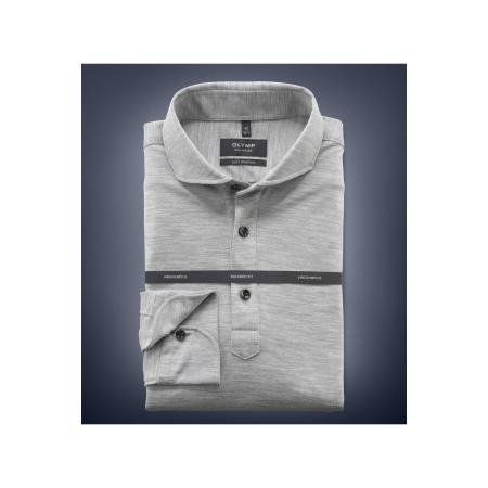 OLYMP SIGNATURE Soft Business Polo shirt zilvergrijs, Effen