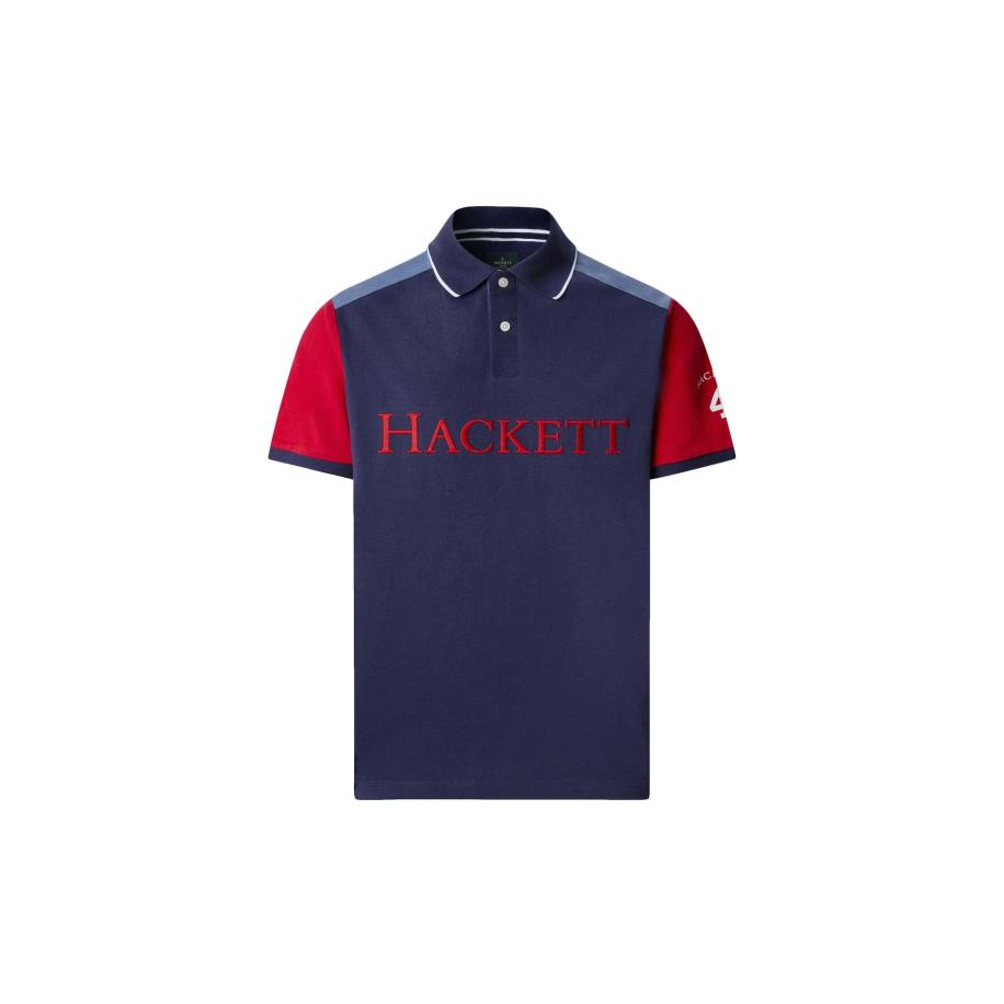Hackett London Shirt Heritage indigo / saffier / rood / wit Blauw