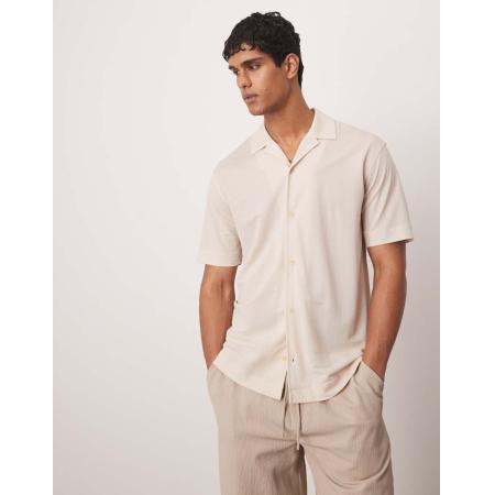 Mango - Overhemd met korte mouwen in beige-Neutraal