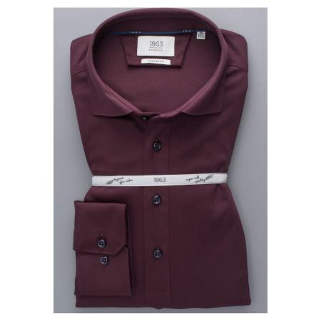 ETERNA 1863 Poloshirt lange mouw donkerrood, Effen