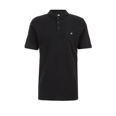 Fundamentals heren polo met structuur - Slim Fit - Zwart - Katoen - Maat: XXXL