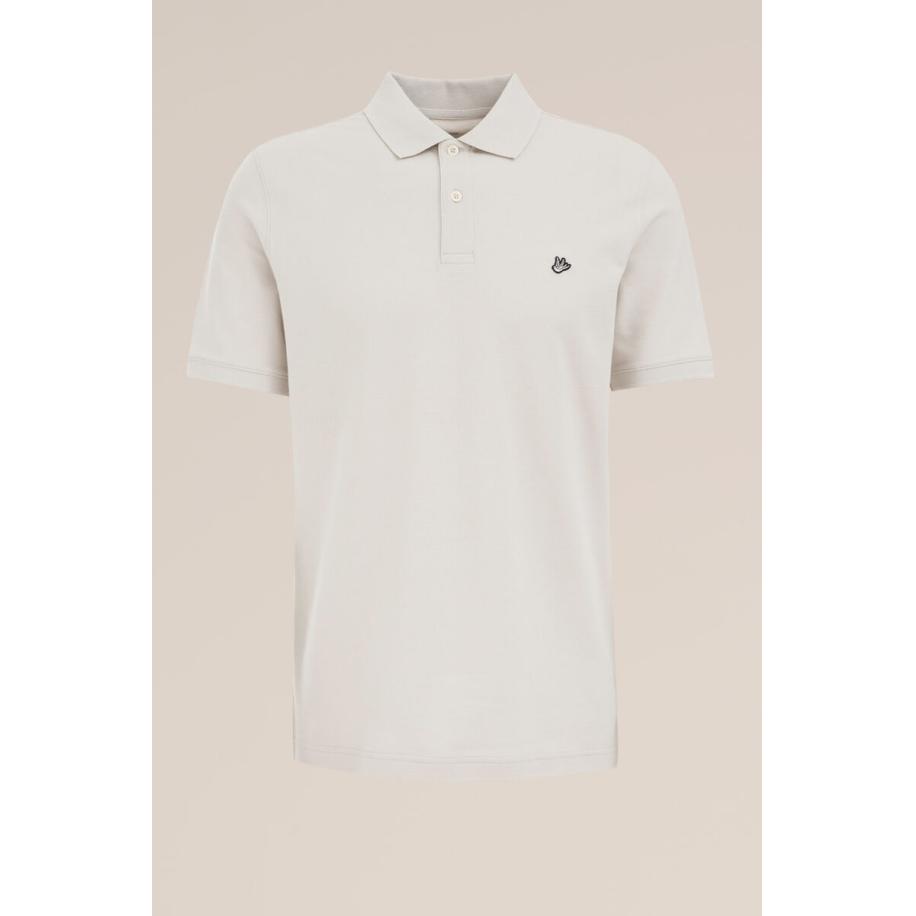 Fundamentals heren polo met structuur - Slim Fit - Lichtgrijs - Katoen - Maat: XL Grijs