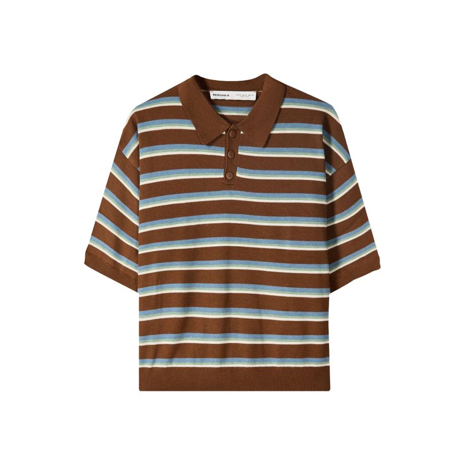 Bershka Bershka Shirt lichtblauw / bruin / mintgroen / wit -