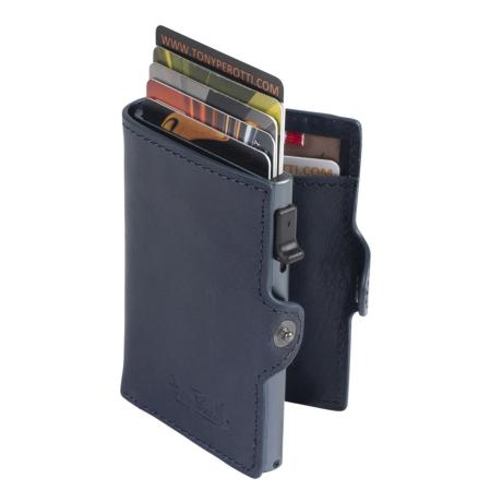 Tony Perotti Furbo Leather Cardholder blue
