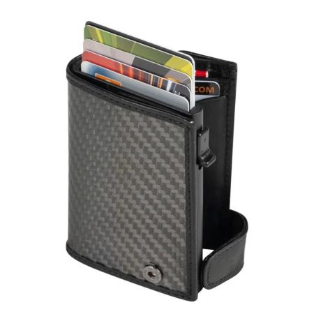 Tony Perotti Furbo Leather Cardholder W/ Coinpocket carbon black