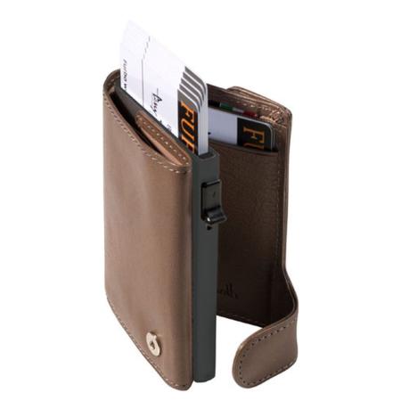 Tony Perotti Furbo Leather Cardholder W/ Coinpocket taupe