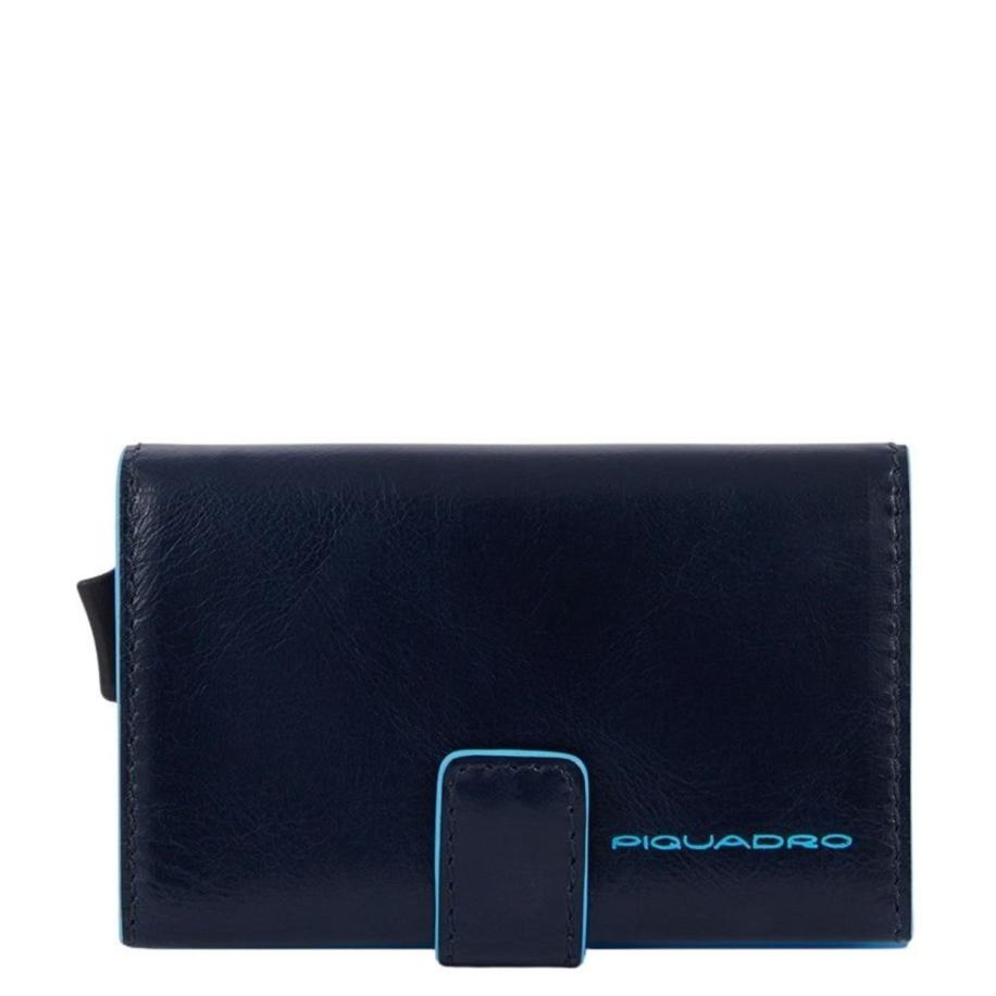 Piquadro Blue Square Credit Card Holder Case dark blue Blauw