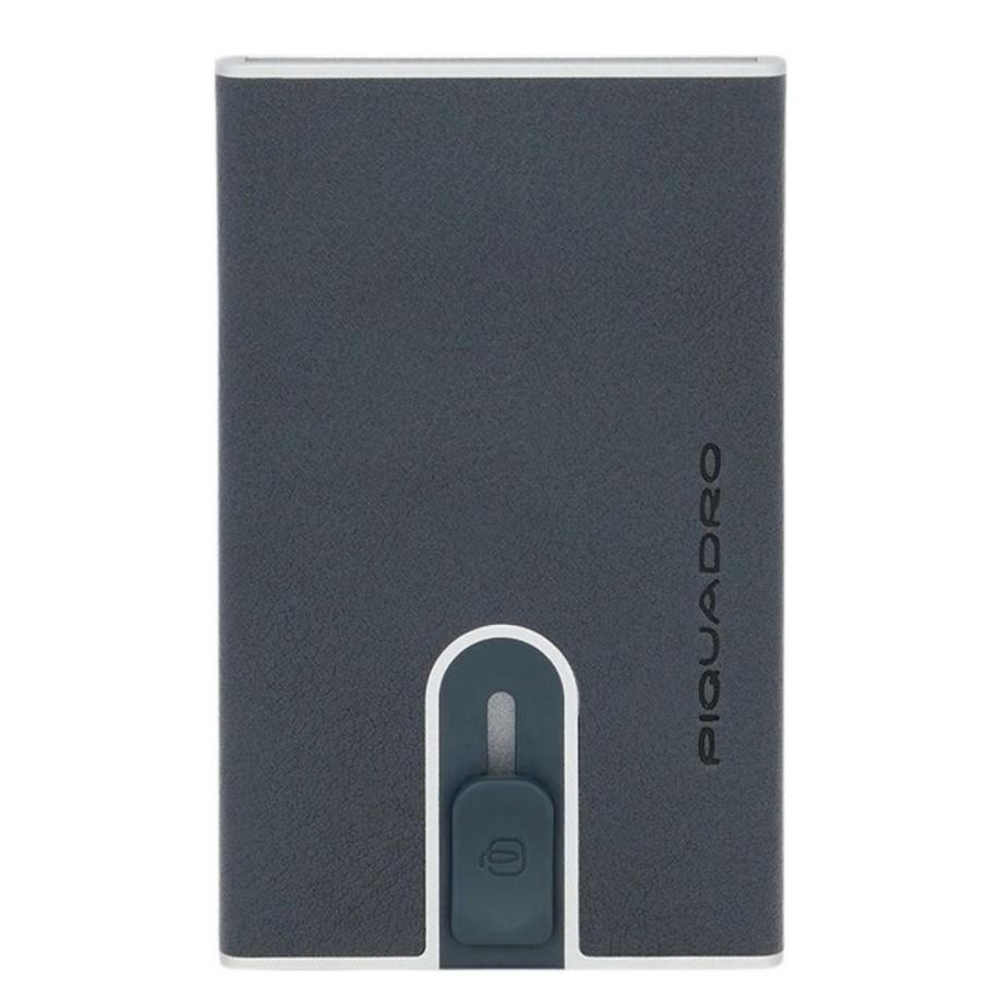 Piquadro Black Square Creditcard Case With Sliding System ocean blue Blauw