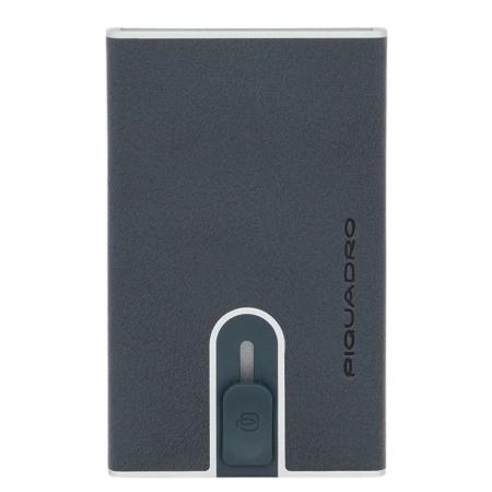 Piquadro Black Square Creditcard Case With Sliding System ocean blue