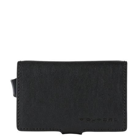 Piquadro Black Square Double Creditcard Case With Sliding System black