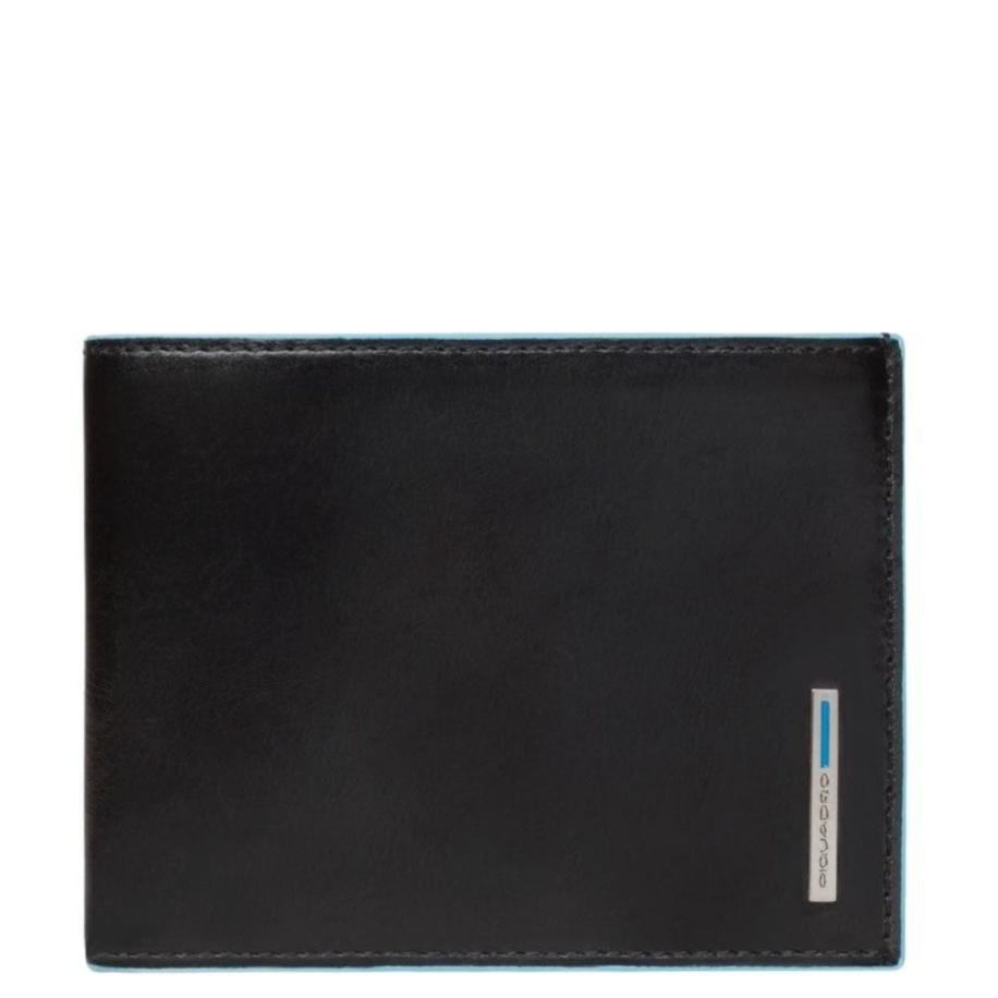 Piquadro Blue Square Men's Wallet With Coin Pocket black Zwart