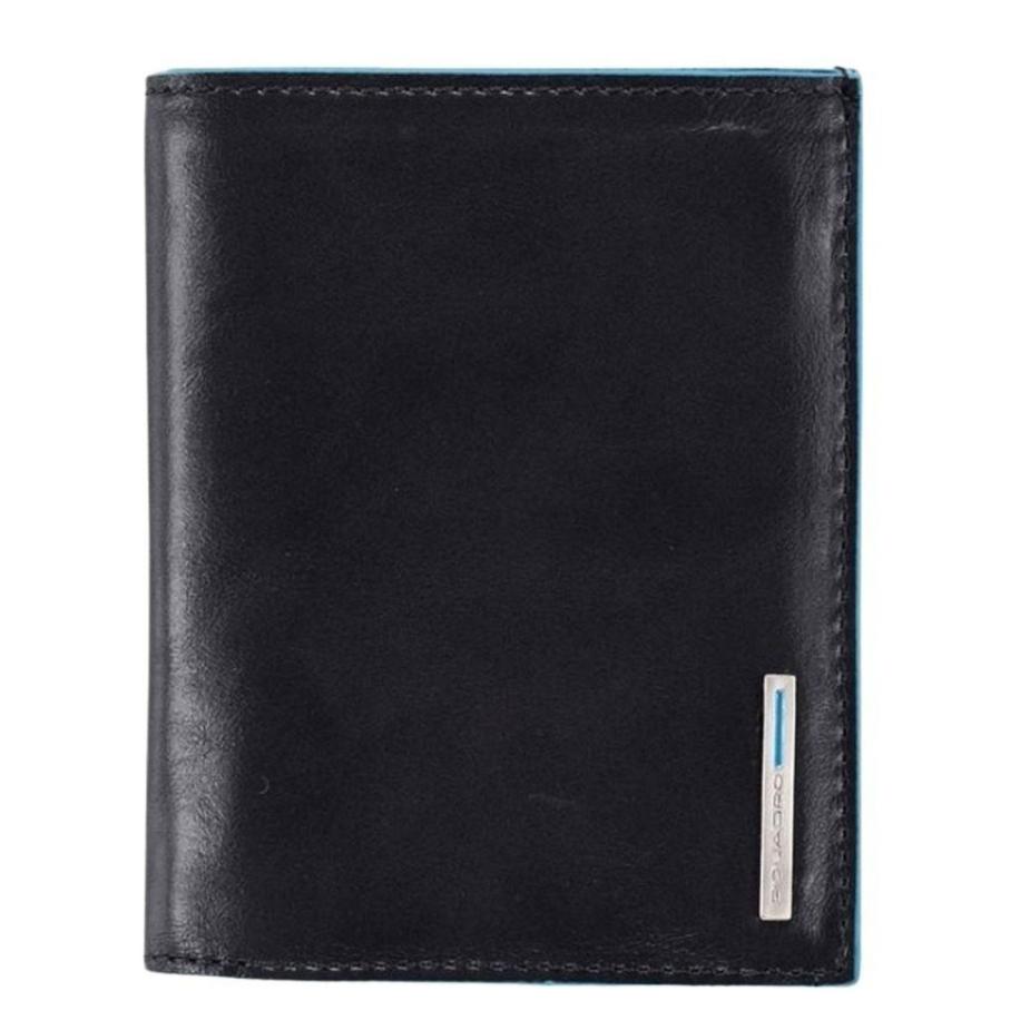 Piquadro Blue Square Vertical Wallet 10 Cards With Coin Case night blue Blauw