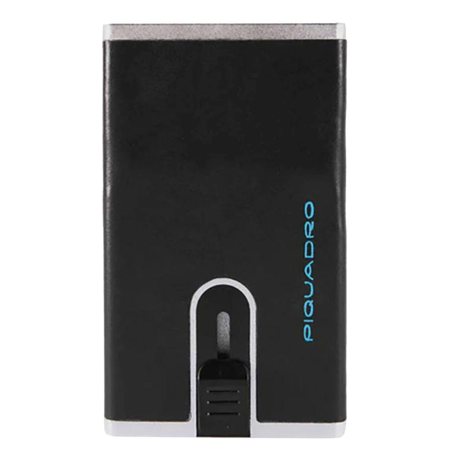 Piquadro Blue Square Creditcard Case With Sliding System black Zwart