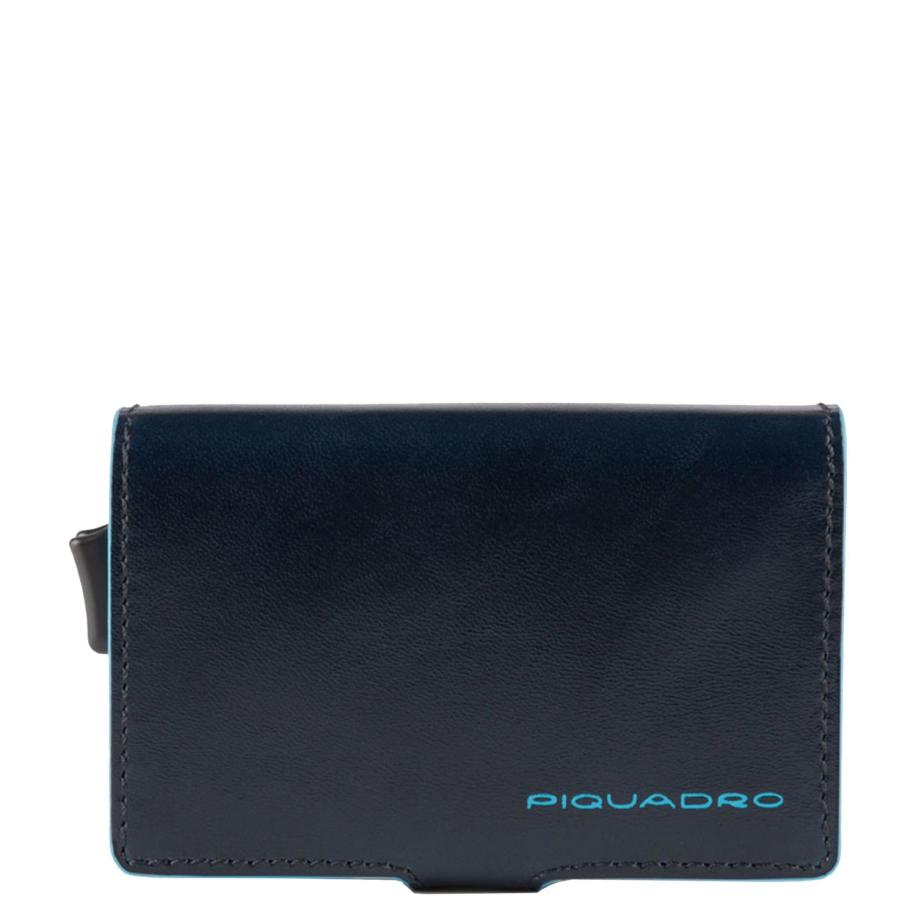 Piquadro Blue Square Double Credit Card Case With Sliding System night blue Blauw