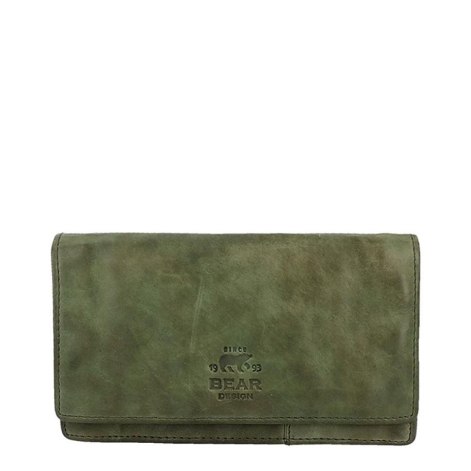 Bear Design Cow Lavato Dames Portemonnee 12cc olive green Groen